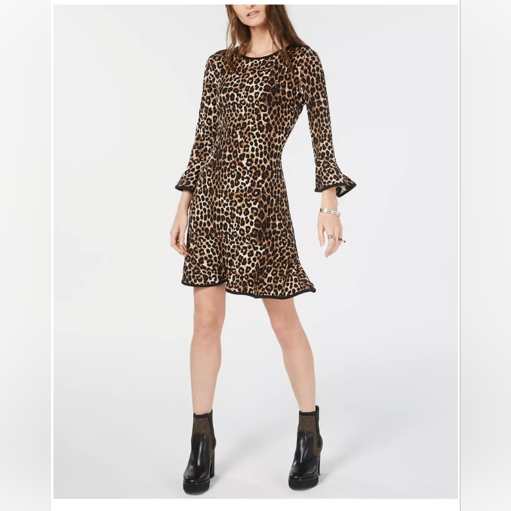 Michael Kors Leopard Print Full Sleeve Dress